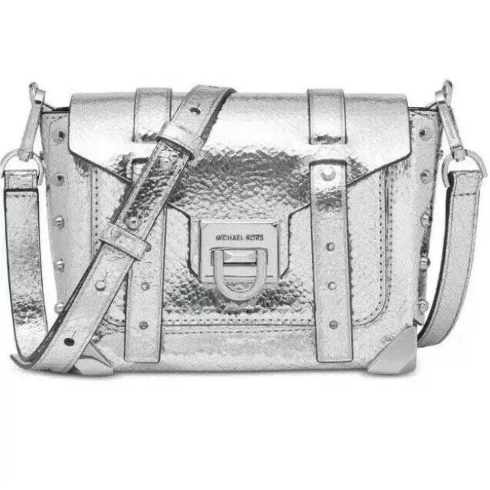 Michael Kors Manhattan Leather Silver/Silver Crossbody